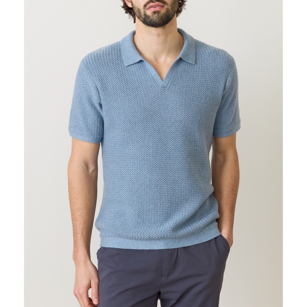 Marine Layer Conrad Sweater Polo Men's Washed Indigo Size M NWT Johnny Collar